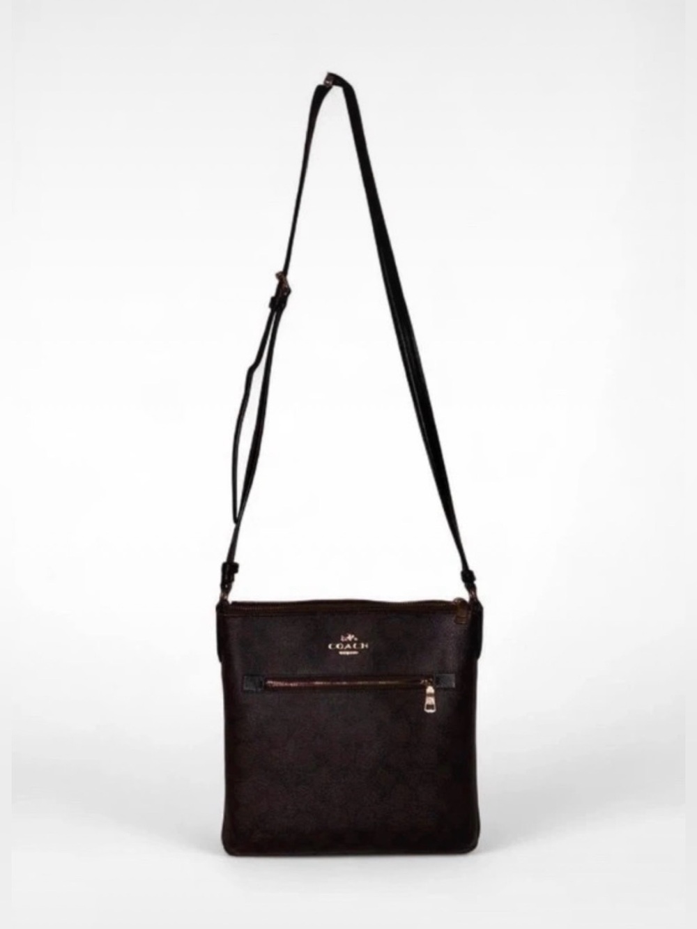 Coach Black Leather Crossbody with Gold Accents